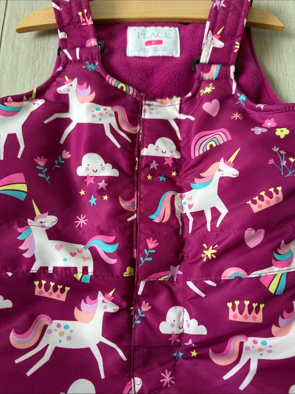 The Children's Place Toddler Girls Unicorn Snow Pants/ Overalls/Bibs - Burgundy